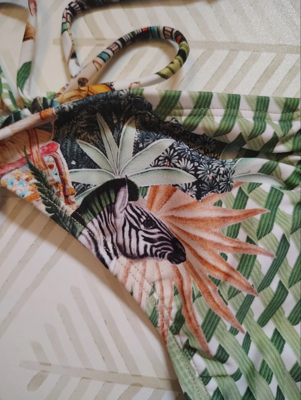 RACHEL Rachel Roy‎ Green Patterned Tie-Side Bikini Bottoms
